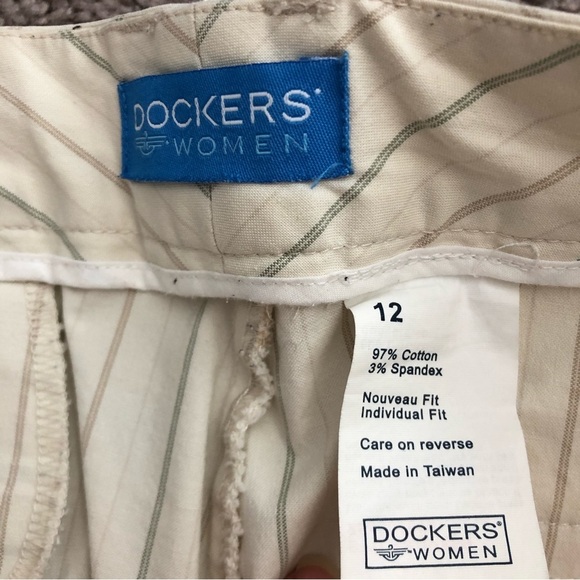Dockers Women Cream Stripes Capri Pants Womens 12 - Picture 7 of 8